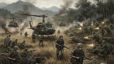 イア・ドラン渓谷の戦い（1965年）の歴史的なイラスト