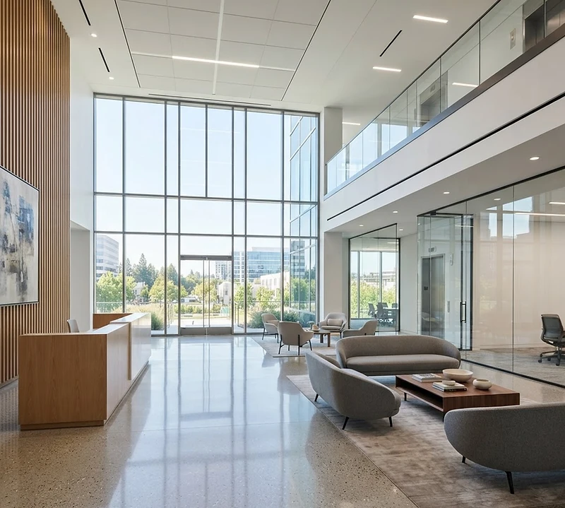 Pristine modern office lobby