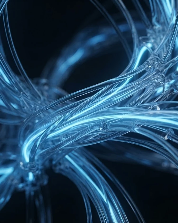 Abstrakte Visualisierung fließender digitaler Lichtstrukturen