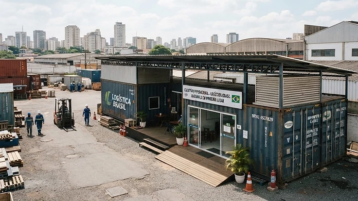Dois containers acoplados ampliando a área coberta