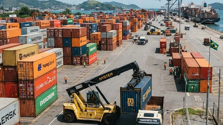 Pátio com vários containers disponíveis para locação