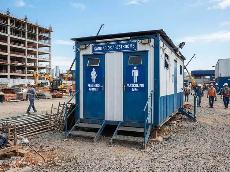 Módulo container para instalações de apoio e vestiário