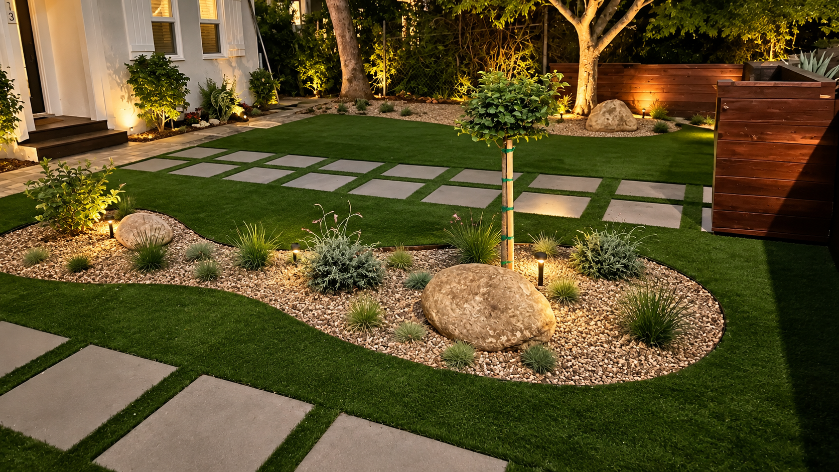 Modern Stepping Stone & Turf Grid — dg pathways project in Santa Barbara, CA