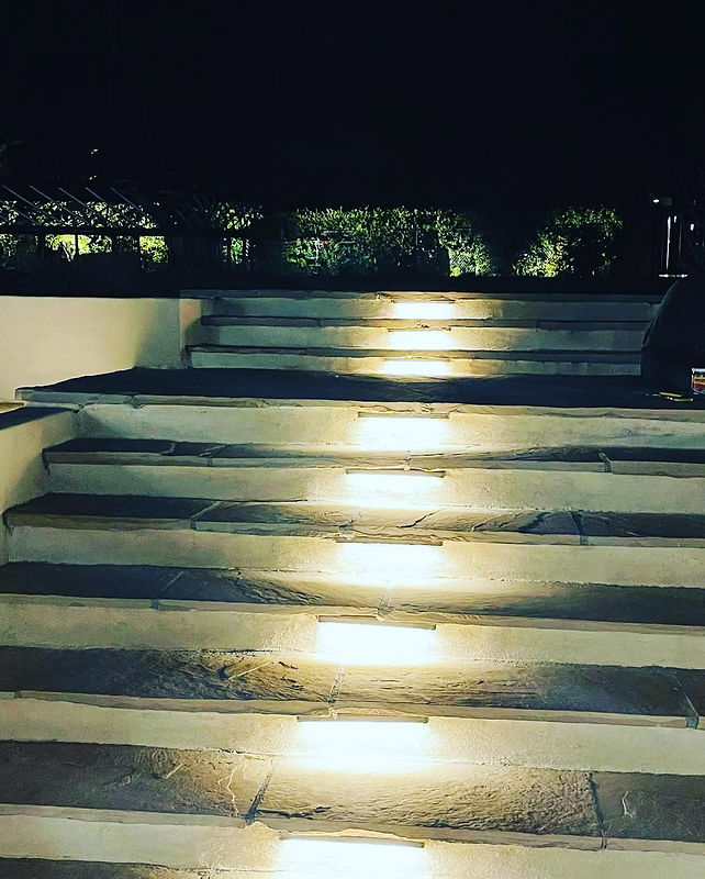 Illuminated Stone Steps — outdoor living project in Montecito, CA
