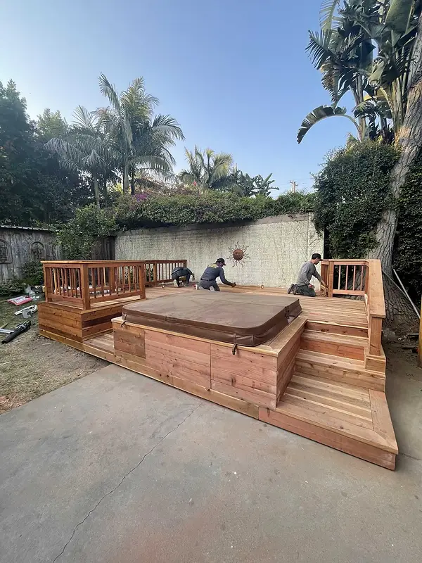Redwood Spa Deck Build in Santa Barbara, CA