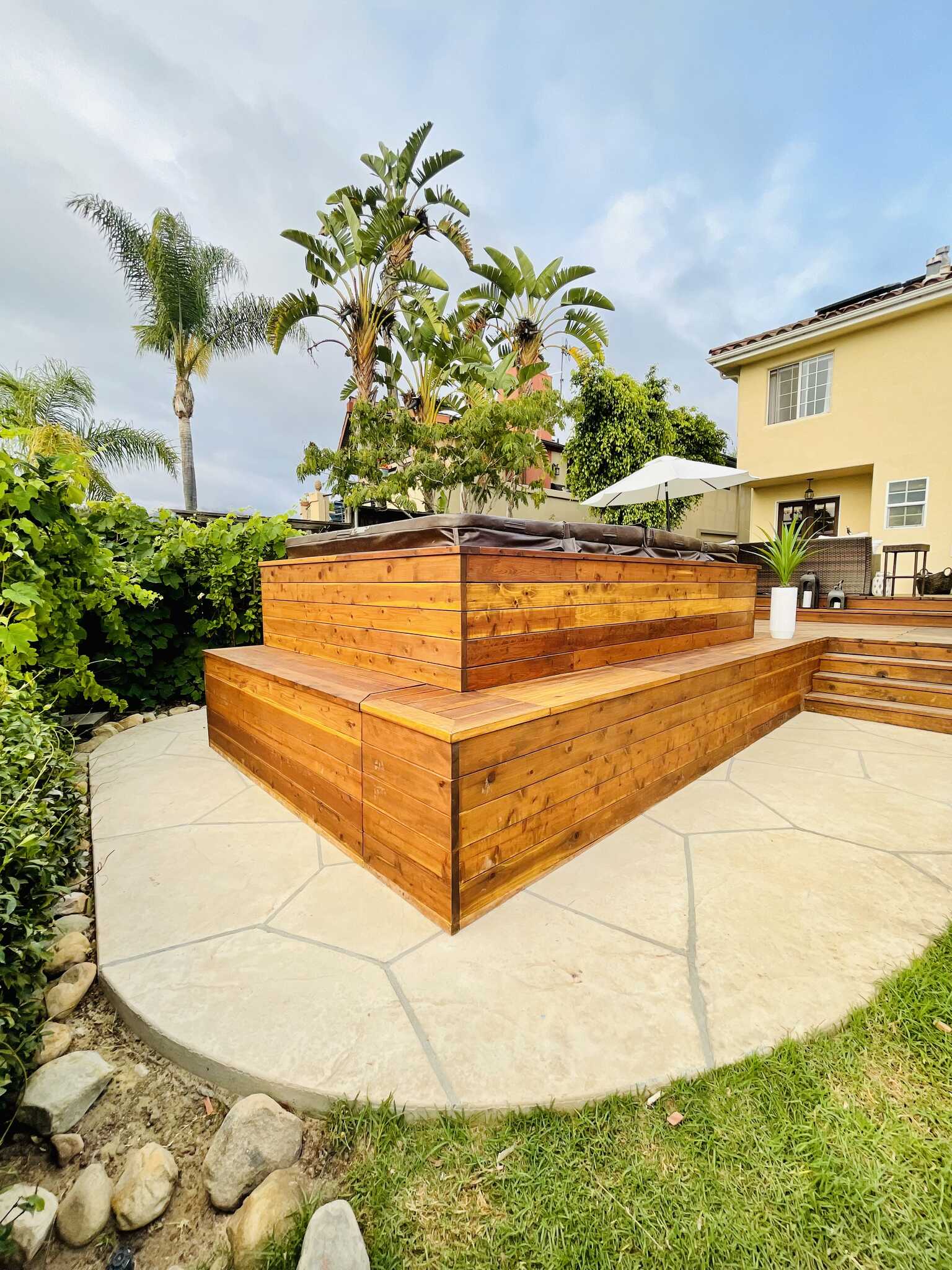 Finished Spa Deck & Stamped Patio