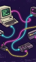 Cartoon cables connecting devices