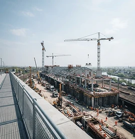 Steel structures and cranes on a major infrastructure construction project