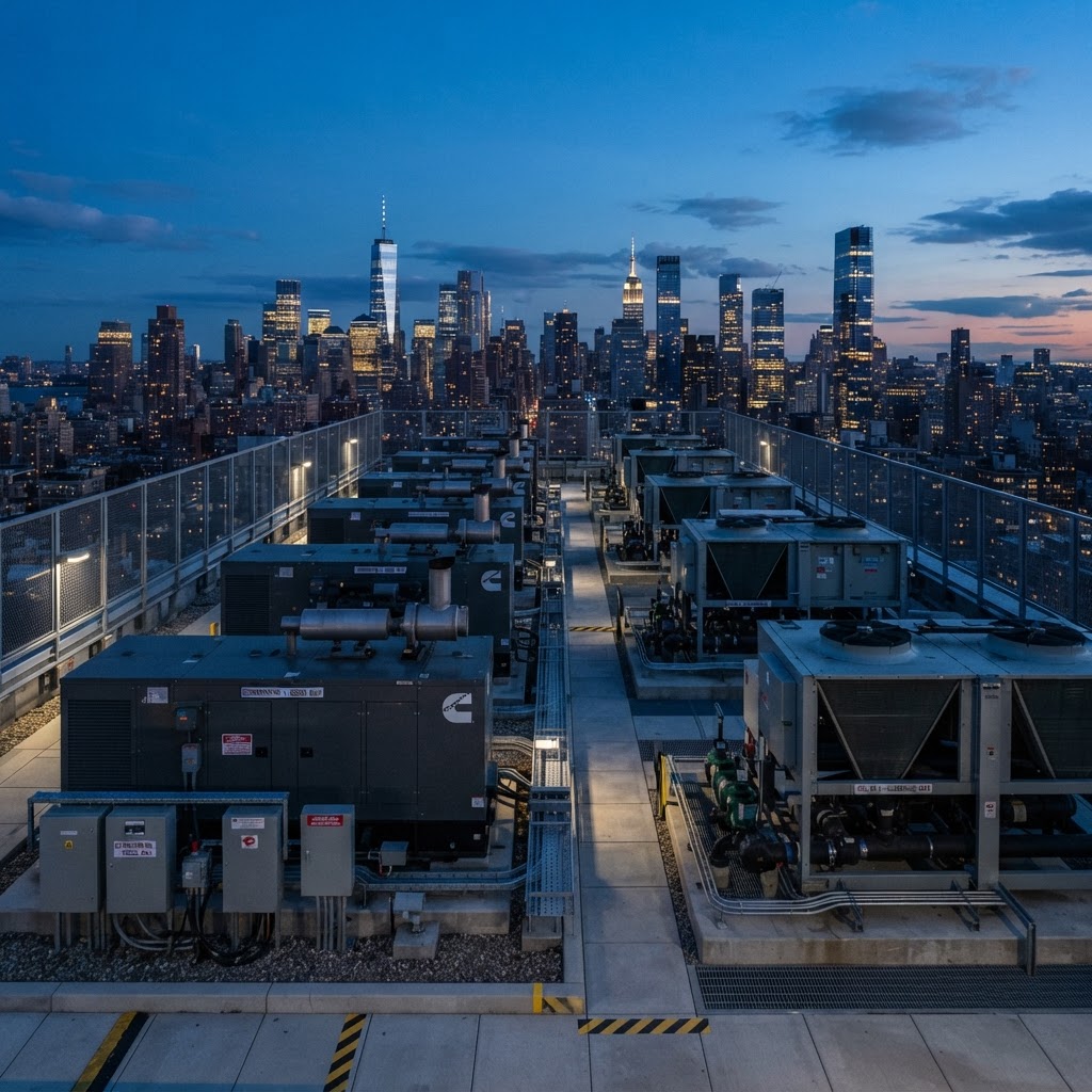 Rooftop generators and chillers ready for commissioning