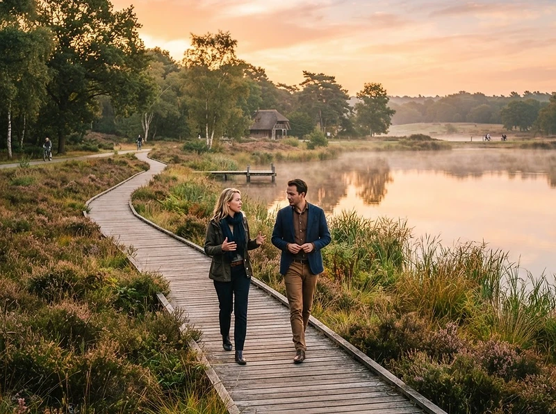 Nederlandse recreatieomgeving bij zonsopkomst