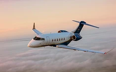 Super-midsize private jet on the ramp