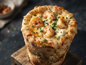 Cone de Camarão da Ki Delicia Pizza Cone