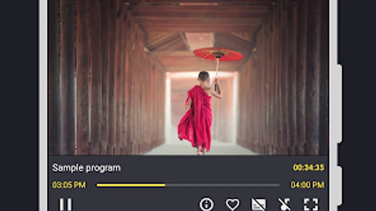 Televizo Player app interface on a television screen, ready for first playlist setup