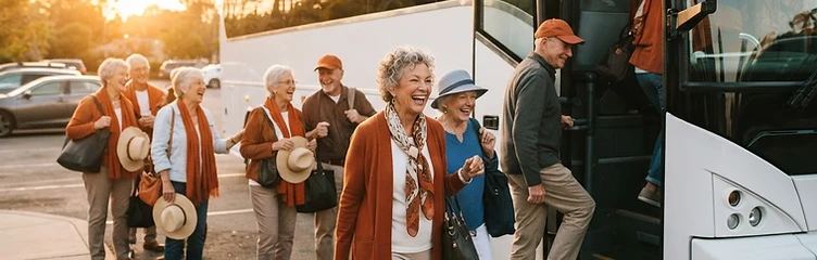 SIA members boarding a coach bus for the monthly Niagara day trip