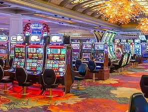 The brightly lit gaming floor at Niagara Fallsview Casino