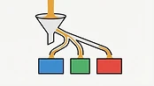 A funnel directs a single stream into three separate, divergent pathways.