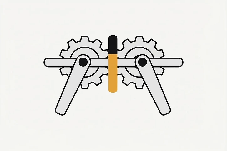 A dual-key mechanism requires two distinct actions to operate a single gate.