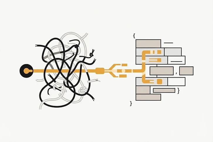 A JSON configuration file resolves a tangled infrastructure request into a single compliant output.