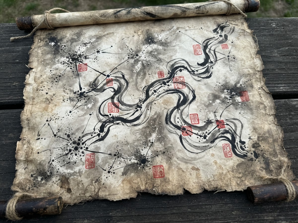 Wormhole chain map rendered in ink on parchment