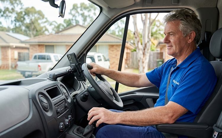 King Seals franchisee driving to a customer in a branded van