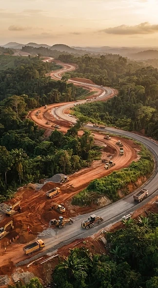 Road development through Liberia’s tropical landscape