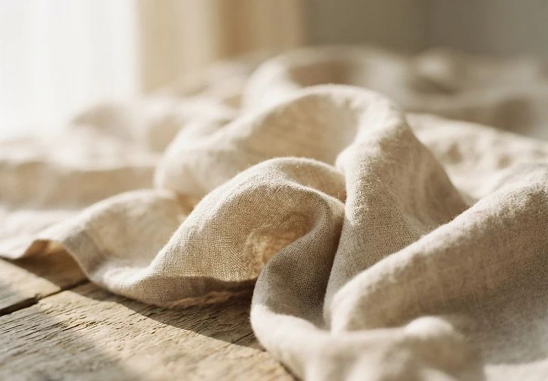 Soft natural linen in morning light