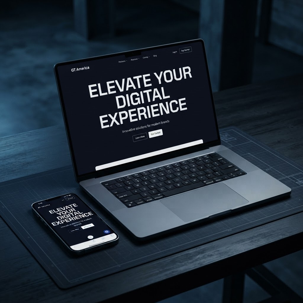 Laptop and phone displaying a professional website