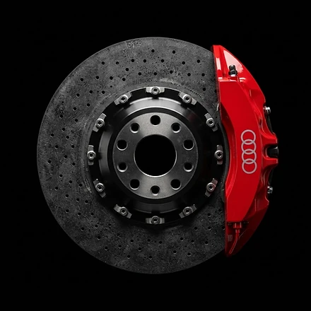 Ceramic brake disc and red caliper
