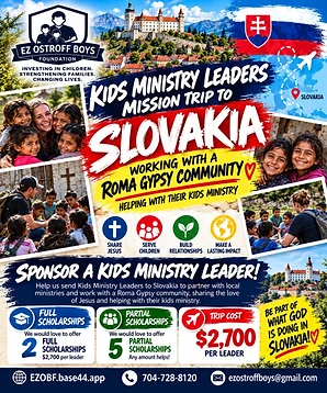 Kids Ministry Leaders Mission Trip to Slovakia sponsorship flyer