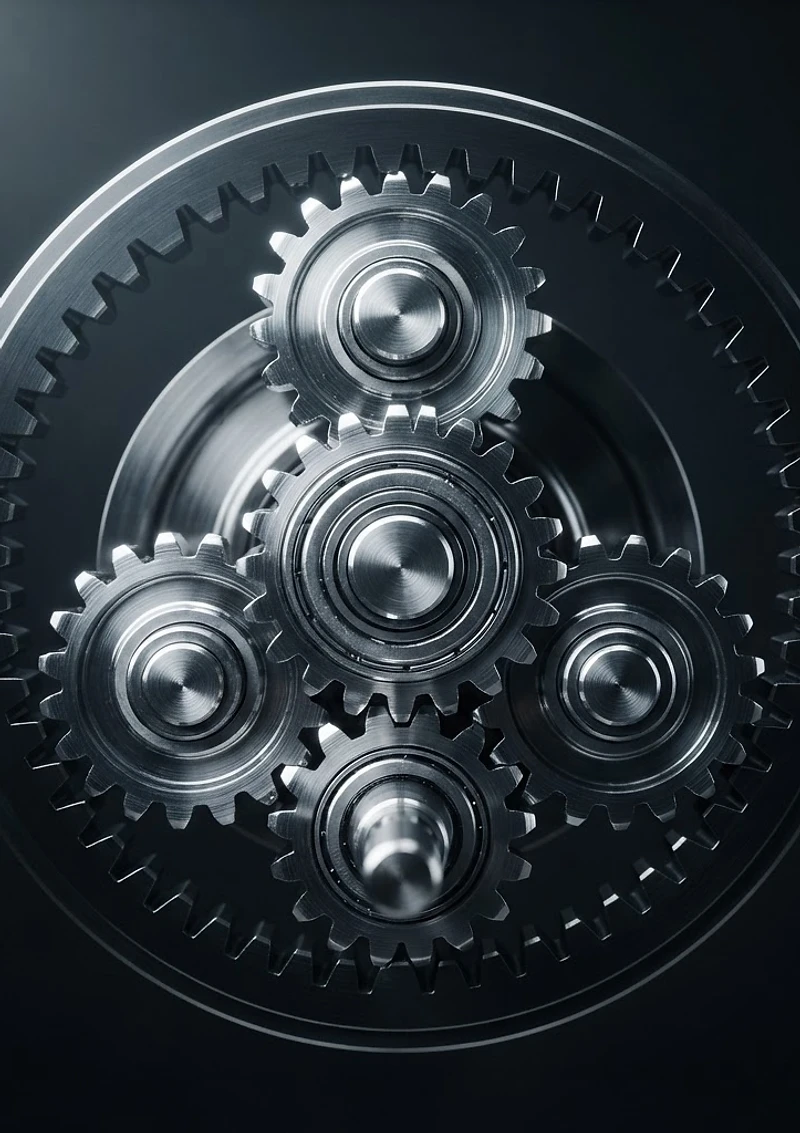 Macro view of automatic transmission planetary gears