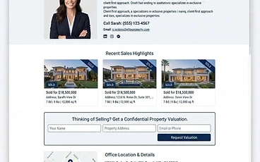 Real Estate Agent website design sample