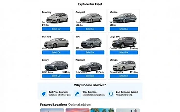Rental Car Company website design sample