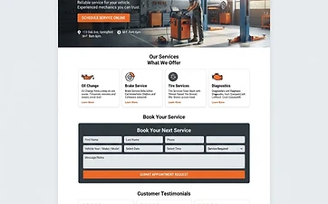 Mechanic Shop website design sample