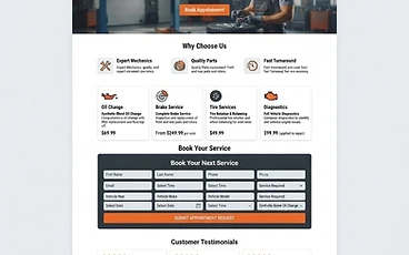 Mechanic Shop website design sample