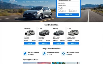Rental Car Company website design sample