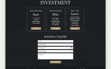 Photographer website design sample