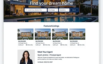 Real Estate Agent website design sample