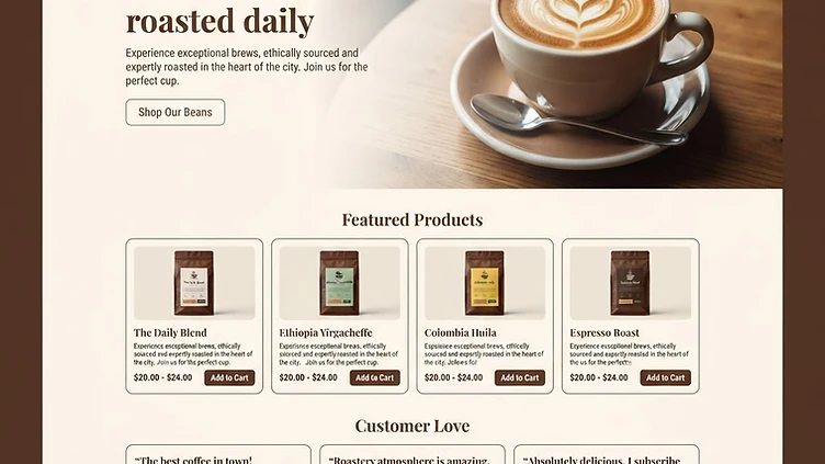 Coffee Shop website design sample