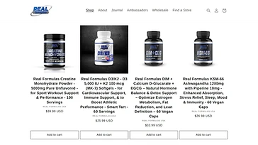 Real Formulas shop page before the redesign