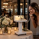 The Audio Guest Book on a styled guest-book station