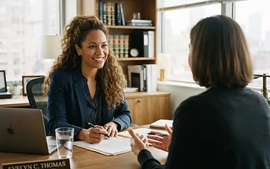 Attorney consulting with a client during a free case evaluation