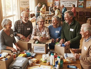Senior volunteers working together on a community project