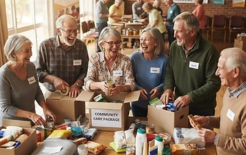 Senior volunteers working together on a community project