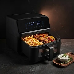 Rach's KOCHWERK Vario-Kammer Heißluftfritteuse 9L | 2700W, teilbar in 2 Zonen
