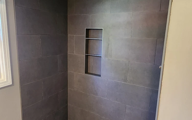 Vertical Niche Detail — luxury shower tile installation by Lotto Custom Tile