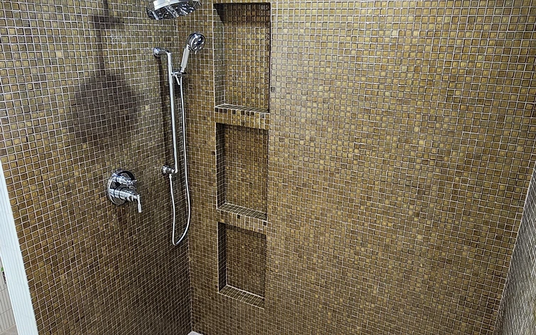 Glass Mosaic Shower — luxury shower tile installation by Lotto Custom Tile
