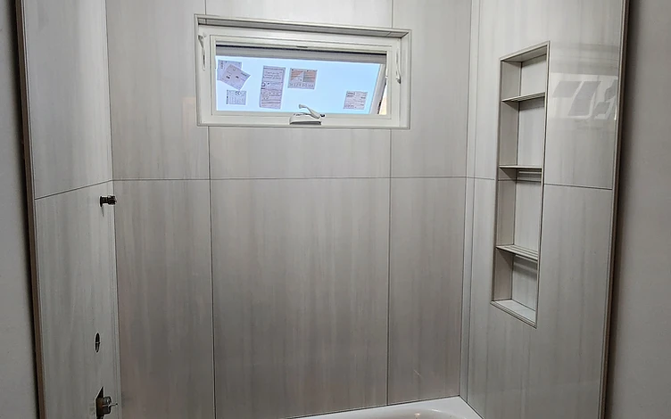 Large Format Bathroom — luxury bathroom tile installation by Lotto Custom Tile