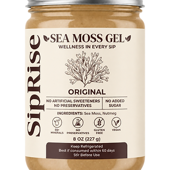 SipRise 100% Sea Moss Gel jar with label