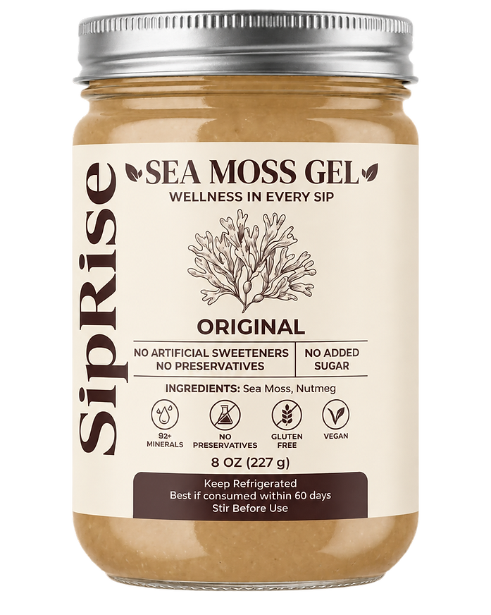 SipRise 100% Sea Moss Gel jar with label