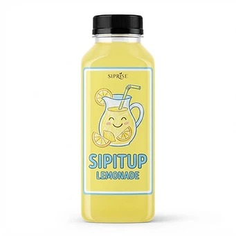 SipRise SipItUp Lemonade bottle with a playful lemonade pitcher label